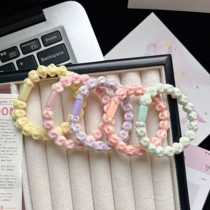 Wholesale Peas Hair Band Rubber Band Twist Hair Rope Cute Hair Band Leather Cover Rope