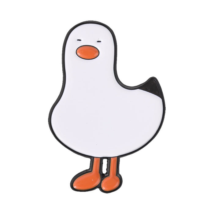 Wholesale Trendy Cartoon White Goose Brooch Pin Cute Zinc Alloy Enamel Badge Everyday Fashion Accessory