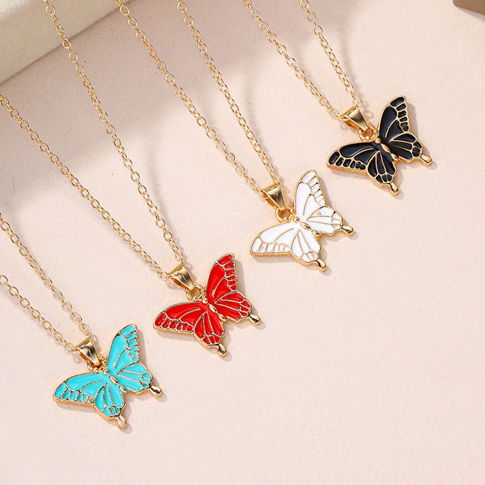 Wholesale Fashion Drip Oil Alloy Pendant, Personalized Drip Oil Butterfly Necklace, New Xiang Jewelry