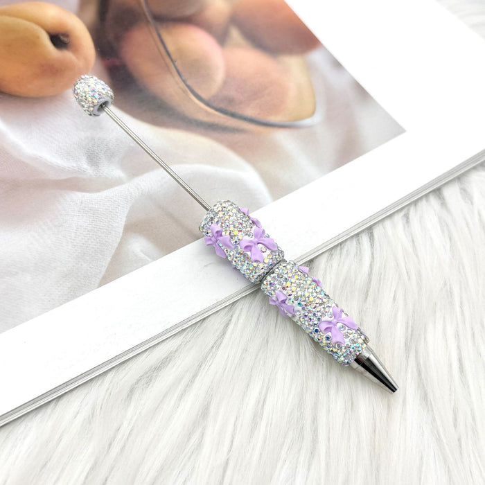 Wholesale Rhinestone Bow Beaded Pen – DIY Creative Ballpoint Pen for Office,  minimum quantity: 2