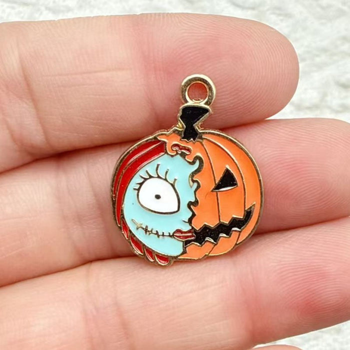 Wholesale 10pcs  Series DIY Festival Decorations Witch Pendant Tombstone Hair Tie Spray-Painted Pumpkin Hanging Ornament