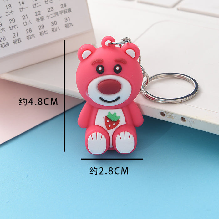 Wholesale Cartoon Strawberry Bear Keychain Small Gift Children Student Small Gift Bag Pendant