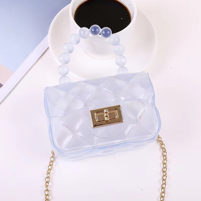 Wholesale Silicone Children's Jelly Bag Pearl Chain Shoulder Bag JDC-SD-Lvhan001