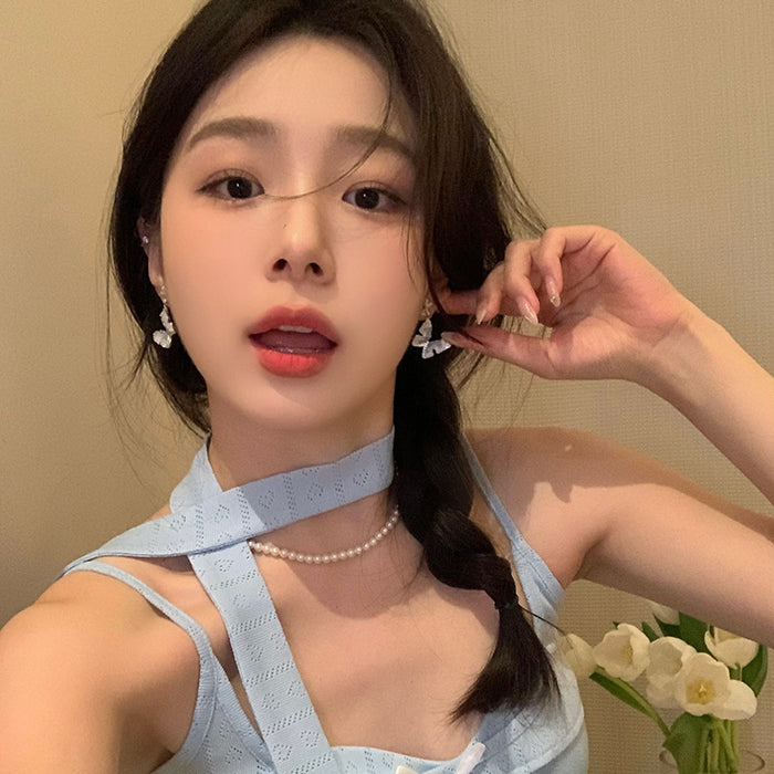 Wholesale Broken Ice Sparkling Diamond Butterfly Earrings Ice Crystal Earrings Light Luxury High End Charm Earrings