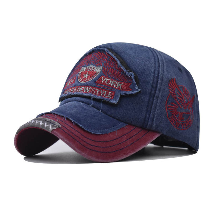 Wholesale Washed old embroidered baseball cap, outdoor five pointed star duckbill cap