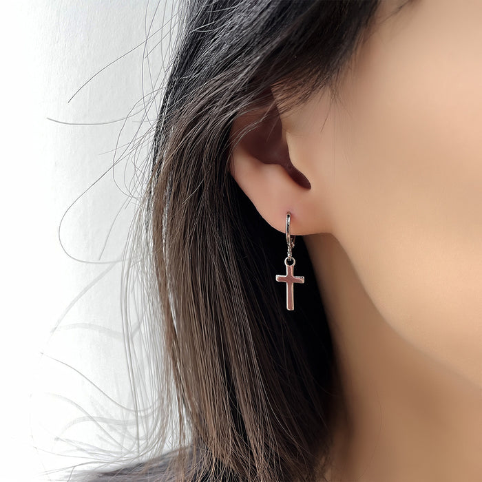 Wholesale Cross earrings with personality, simplicity, temperament, circle earrings, versatile fashion, plain circle earrings