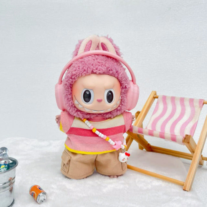 Wholesale Vinyl figure versatile colorful striped short-sleeved processing pants suit