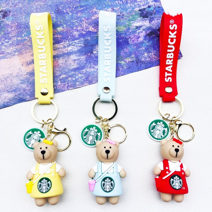 Wholesale Soft rubber cute bear cartoon keychains