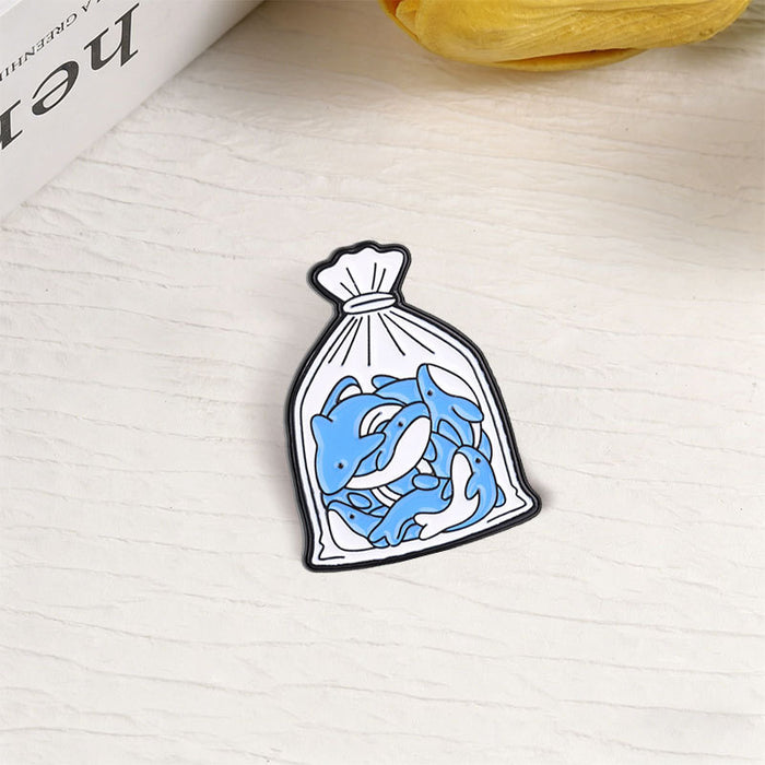 Wholesale Zinc Alloy Blue Dolphin Brooch Pin Cute Cartoon Animal Badge For Bags Backpacks