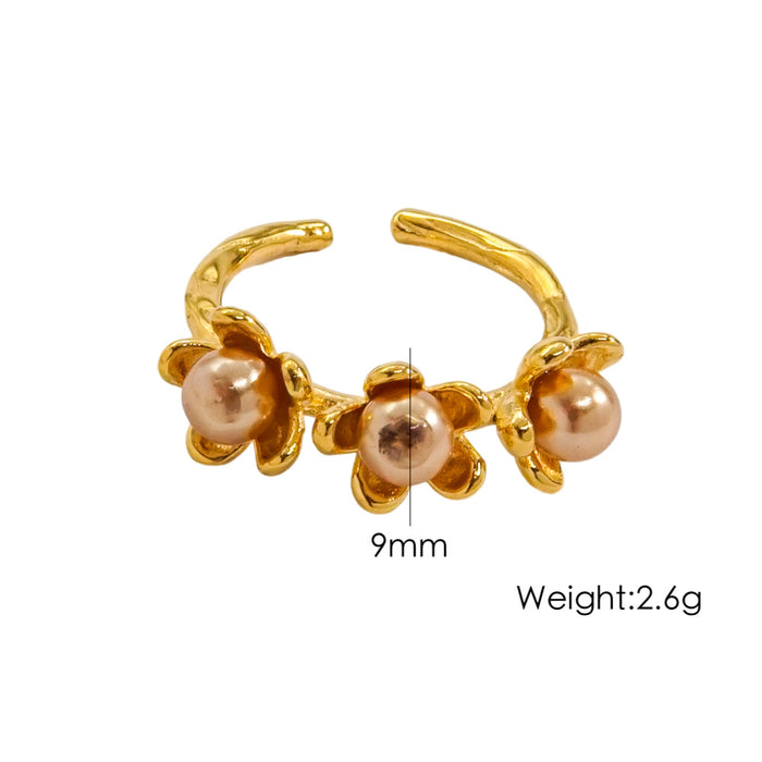 Wholesale Light Luxury Jewelry Ring Stainless Steel Titanium Steel Natural Pearl Color Preservation Jewelry Manufacturer