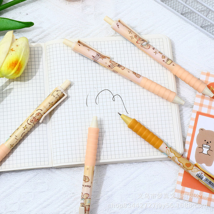 Wholesale 5pcs/ box Cartoon Black Pen Bear ST Quick-drying Brush Pen Strawberry Bear Press Gel Pen Super Cute Test Pen
