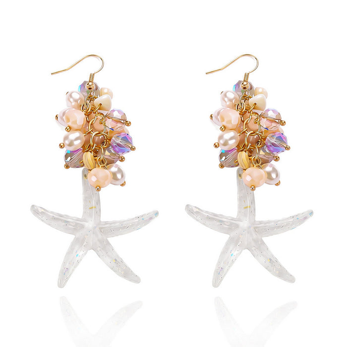 Wholesale Summer Seashell Earrings with Simulated Pearl and Crystal Beach Style