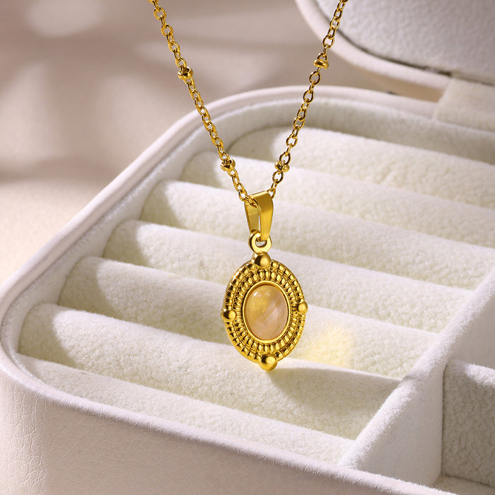 Wholesale stainless steel  turquoise clavicle chain tiger eye stone necklace