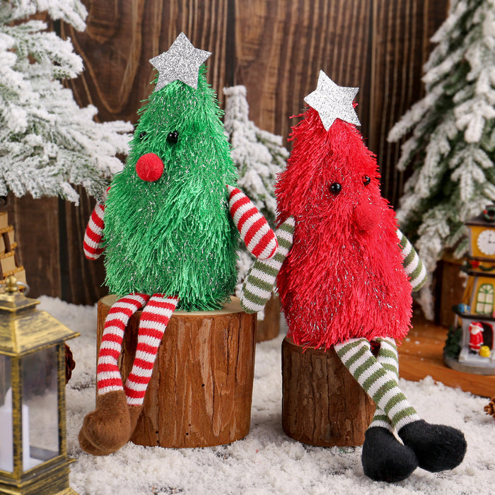 Wholesale Christmas tree shaped long-legged doll desktop ornaments cute plush doll Christmas decorations