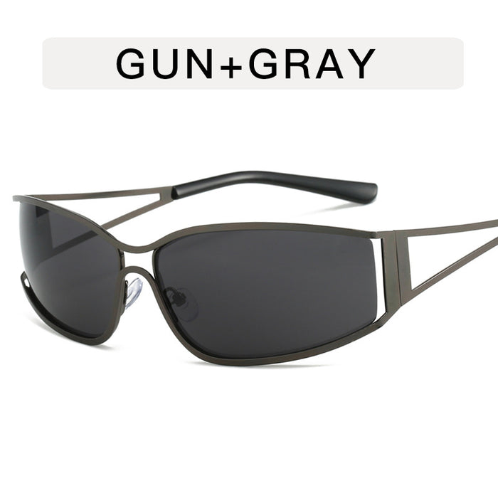 Wholesale Hollow metal sunglasses, retro narrow frame sunglasses, personalized street photography sunglasses