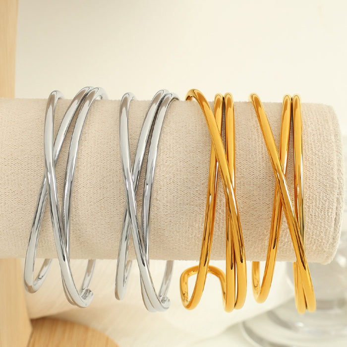 Wholesale Fashionable and versatile multi-layer bracelet with simple opening titanium steel cross bracelet accessories