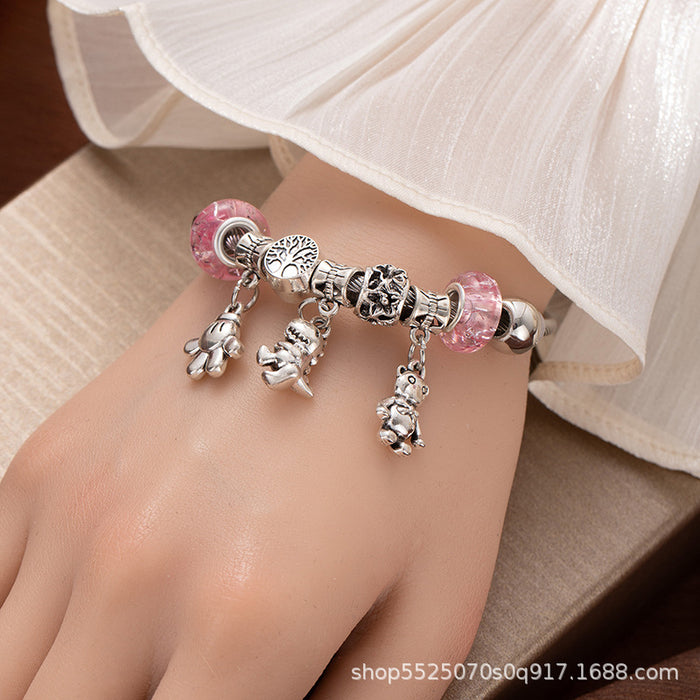 Wholesale Stainless Steel Bracelet Love Bear DIY Beaded Open Bracelet Multi-element sy Crystal Bracelet