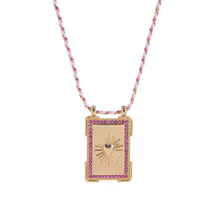 Wholesale Copper Retro Tarot Card Pendant Necklace With Gemstone Trendy Fashion Jewelry Accessory Boutique Resale Gift