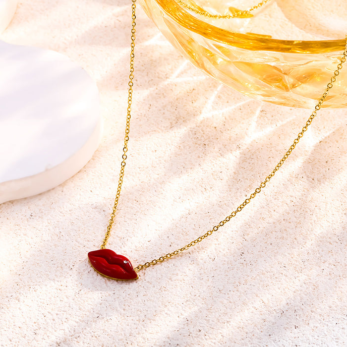 Wholesale Red Lip Pendant Pendant Women' s Necklace