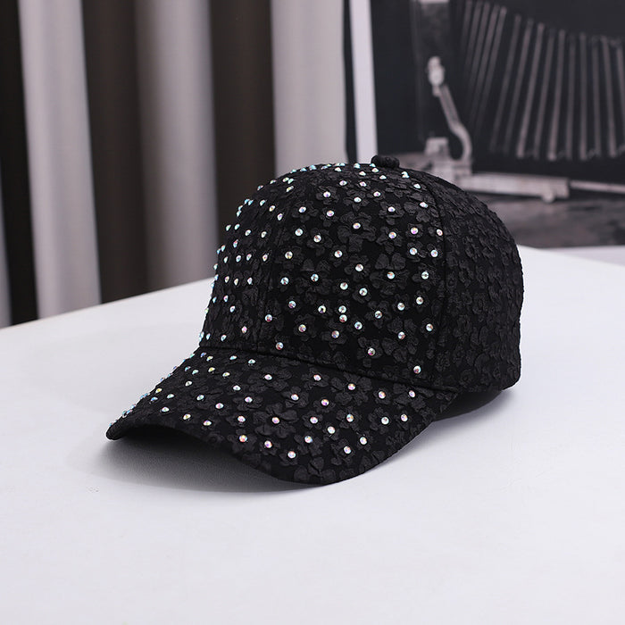Wholesale Bubble print color diamond baseball cap, fashionable and versatile duckbill cap, outdoor sun protection and sunshade cap