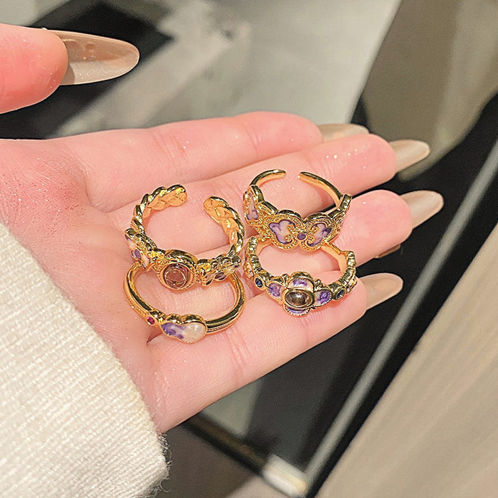 Wholesale Butterfly patterned ring, niche, retro, exquisite, high-end, layered ring