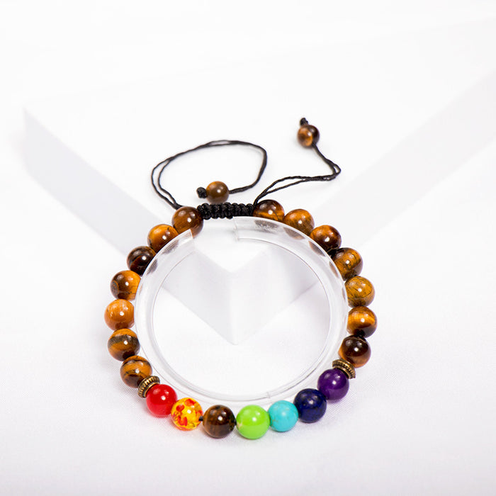 Wholesale Tiger Eye Colorful Frosted Stone Couple Bracelet JDC-BT-NHong018