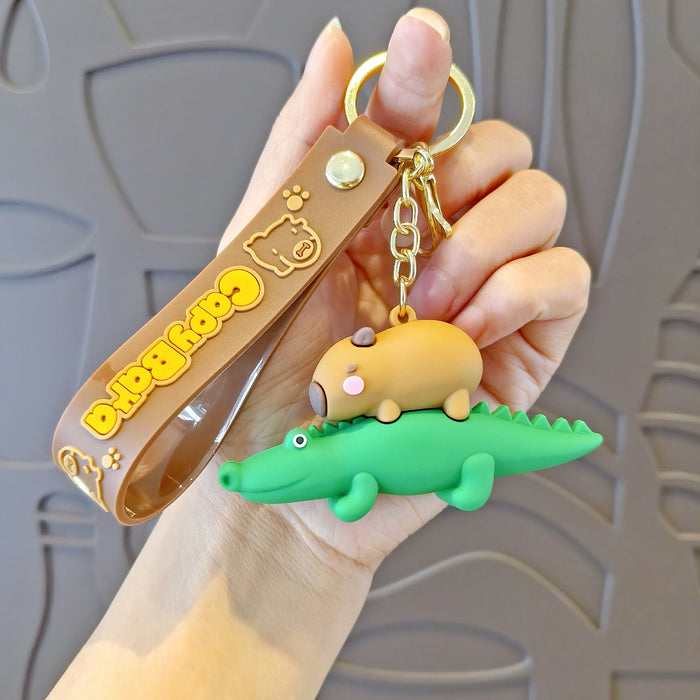 Wholesale Keychain Cute Capybara Schoolbag Pendant Car Key Chain Children' s Doll Machine Small Gift