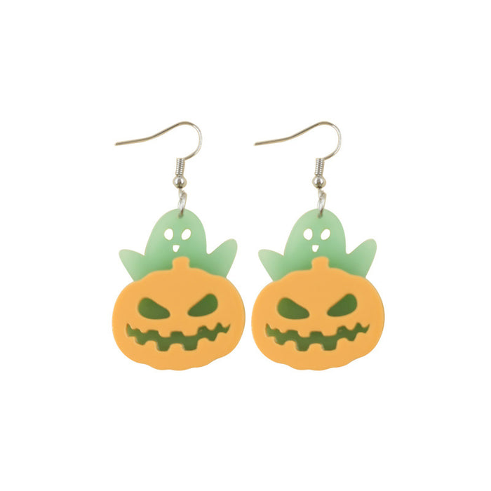 Wholesale Halloween Series Skull Ghost Death Flower Love Acrylic Printing Earrings JDC-ES-QingM001