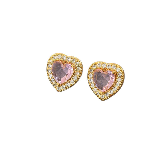 Wholesale Heart shape Earrings Multi-Colored Heart-Shaped Zircon