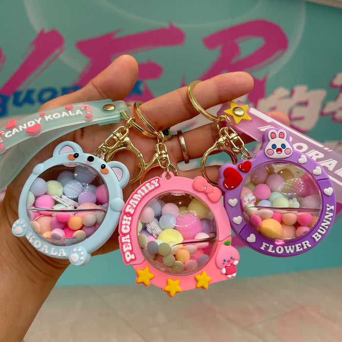 Wholesale Acrylic oiled peach keychain couple bag pendant car keychain pendant small gift