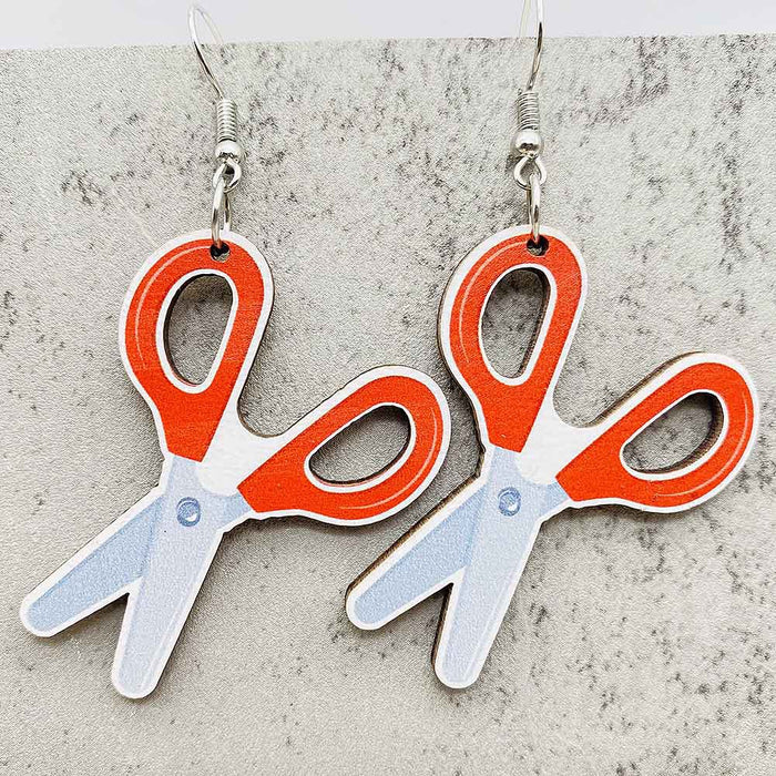 Wholesale Teachers'  Day Earrings Pencil Alarm Clock Wooden Earrings School Season Student Earrings