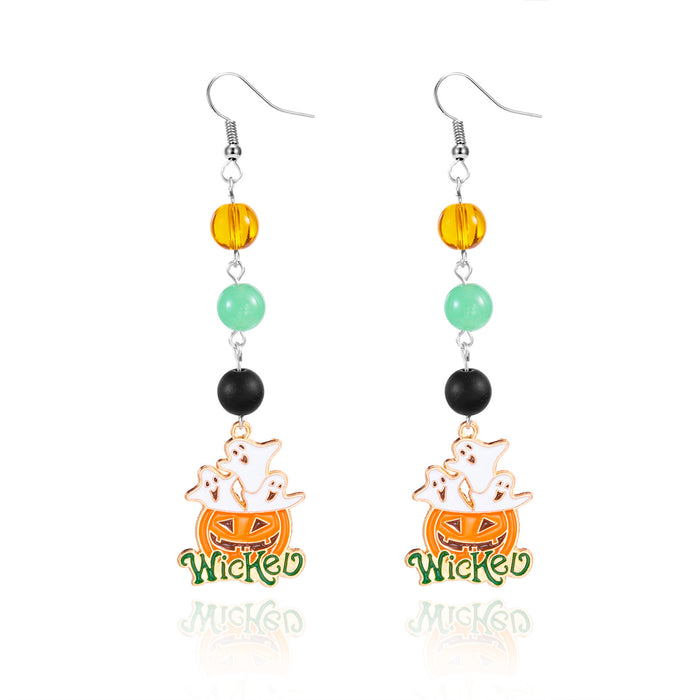 Wholesale Halloween Earrings Pumpkin Ghost Pendant Earrings Gothic Tassel Women's Earrings