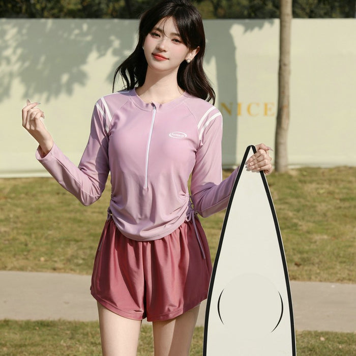 Wholesale Children's long sleeved split skirt swimsuit, sun protection and hot spring swimsuit