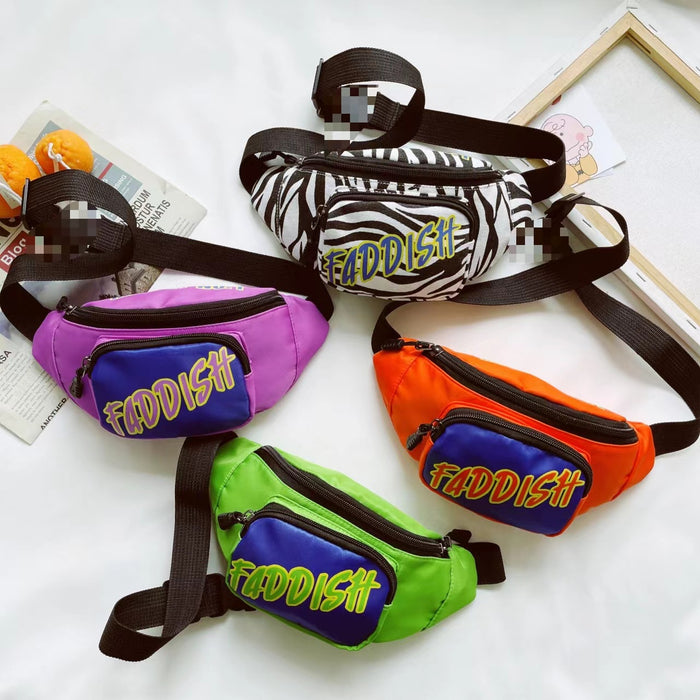 Wholesale children's bag  boy crossbody shoulder bag fashionable letter little girl waist bag chest