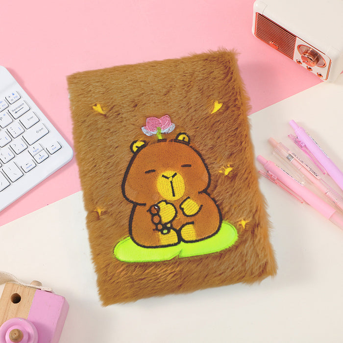 Wholesale Plush Hardcover Pocket Book Cute Cartoon Bear Plush Book Small Notebook Portable Notepad