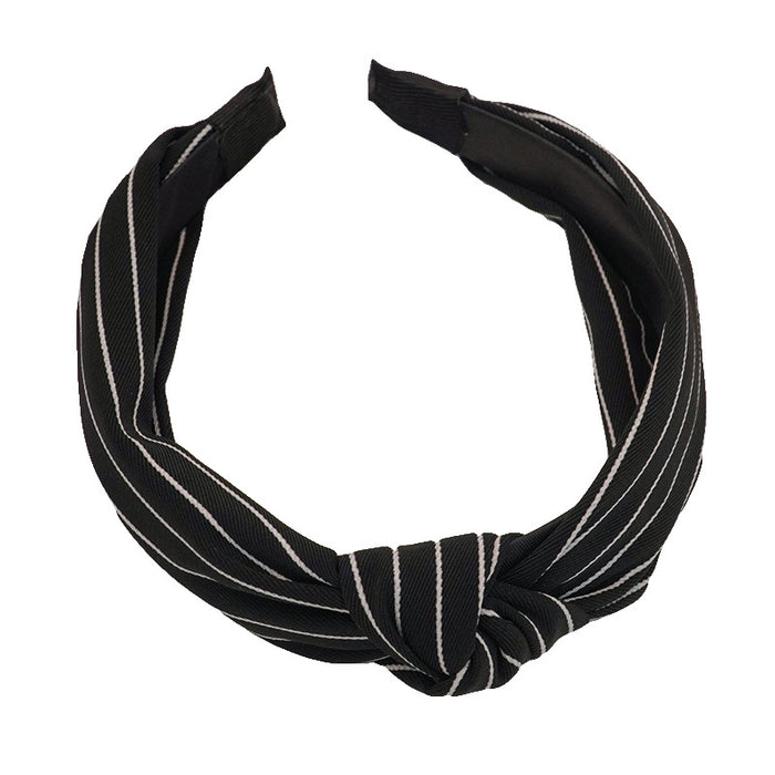 Wholesale Wide Edge Stripe Bow Fabric Knot Hair Hoops JDC-HD-HuiY025