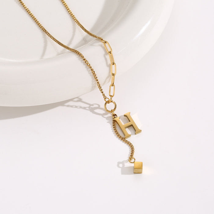 Wholesale Titanium Steel " H"  Letter Necklace