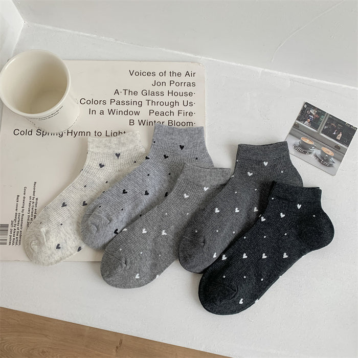 Wholesale Socks, thin, heart-shaped, breathable, sweat absorbing, cotton socks, versatile boat socks