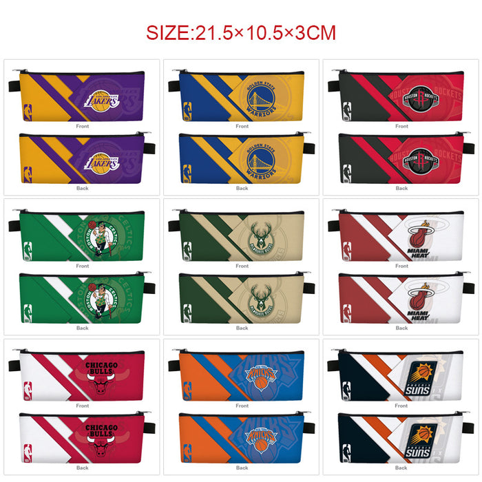 Wholesale Stylish PU Leather Zipper Pencil Pouch Cartoon Sports Team Stationery Organizer For Students Gift