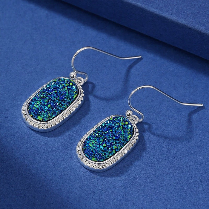 Wholesale Geometric Elliptical Resin Imitation Crystal Tooth Earrings