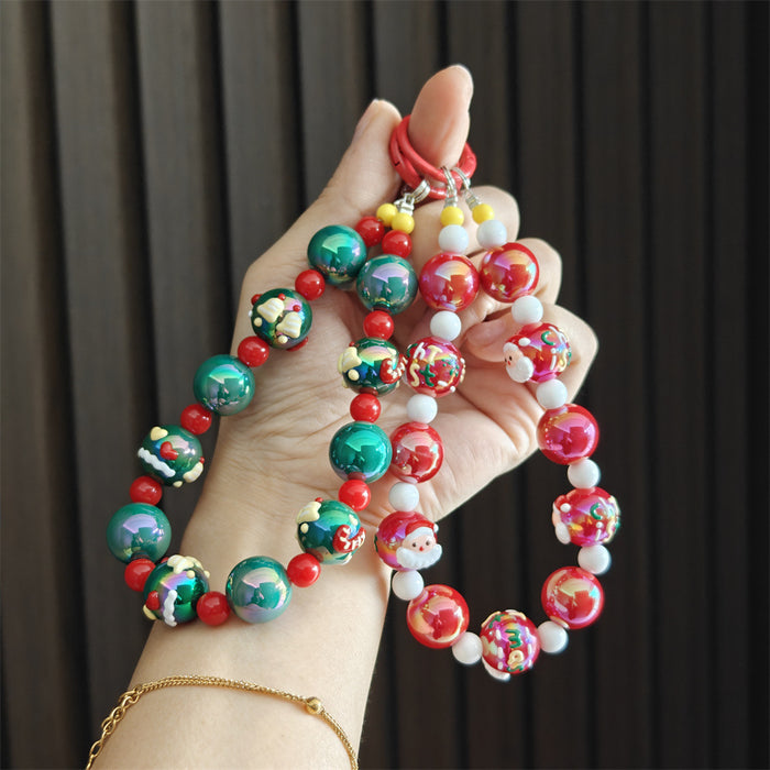 Wholesale Christmas series cartoon beaded keychains