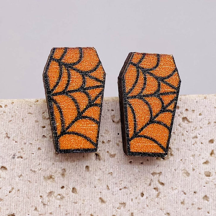 Wholesale  Earrings Horror Pumpkin Ghost Bat Wooden Earrings