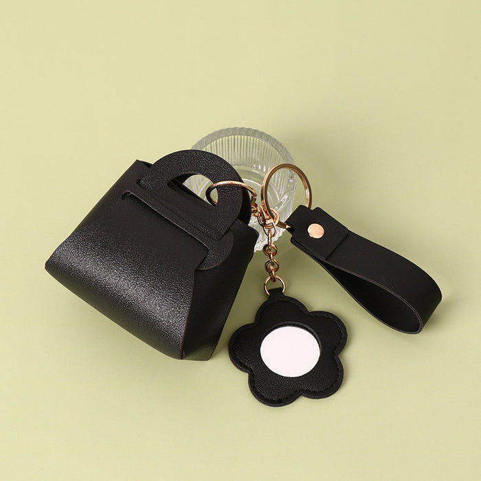 Wholesale Chic PU Wallet Keychain Bag Charm with Mirror Pink Gift for Women