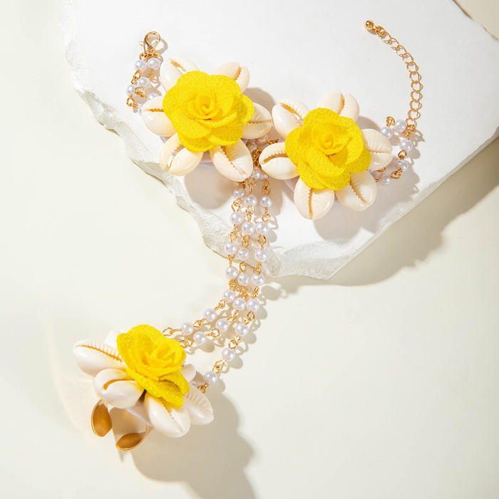 Wholesale Flower Shell Bracelet Vacation Style Imitation Pearl Fashion Handmade