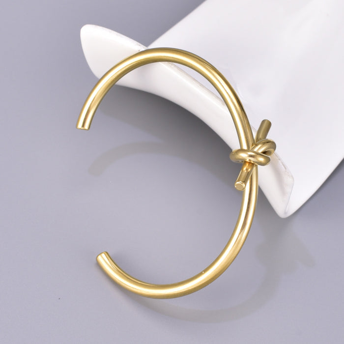 Wholesale Opening Bracelet Simple Geometry Stainless Steel Gold Knot