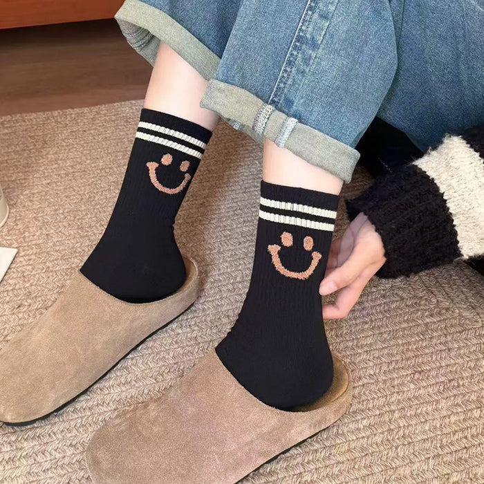 Wholesale Socks, long tube, thick, stylish, cute, with letters, high waist, striped, cotton socks, internet famous