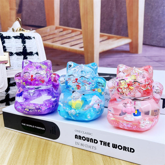 Wholesale Oil Drops Liquid Sand Bottle Acrylic Oil Ornaments Dripping Lucky Cat Oil Leakage Small Gift