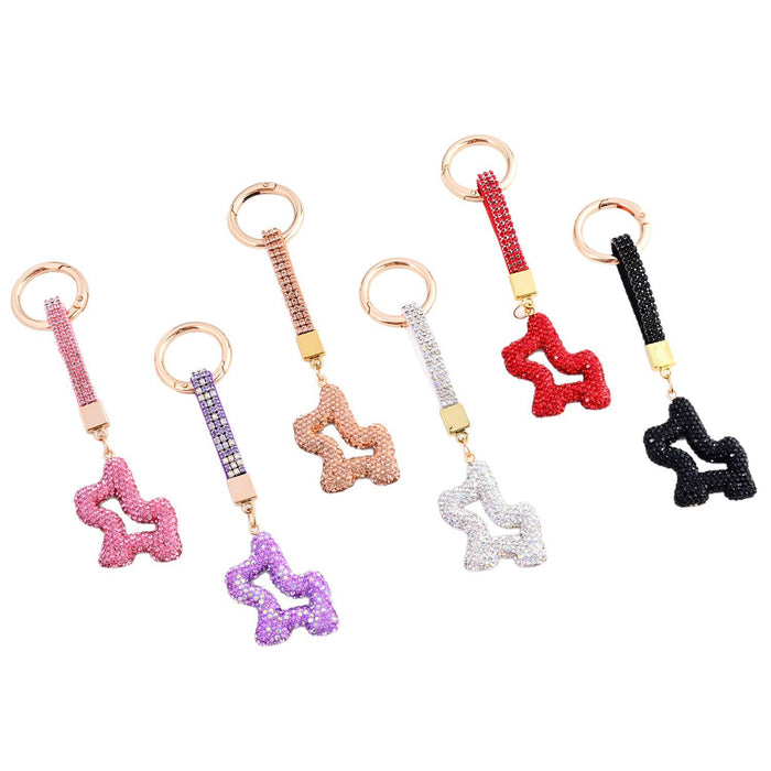 Wholesale Diamond Rope Round Buckle Clay Puppy Keychain