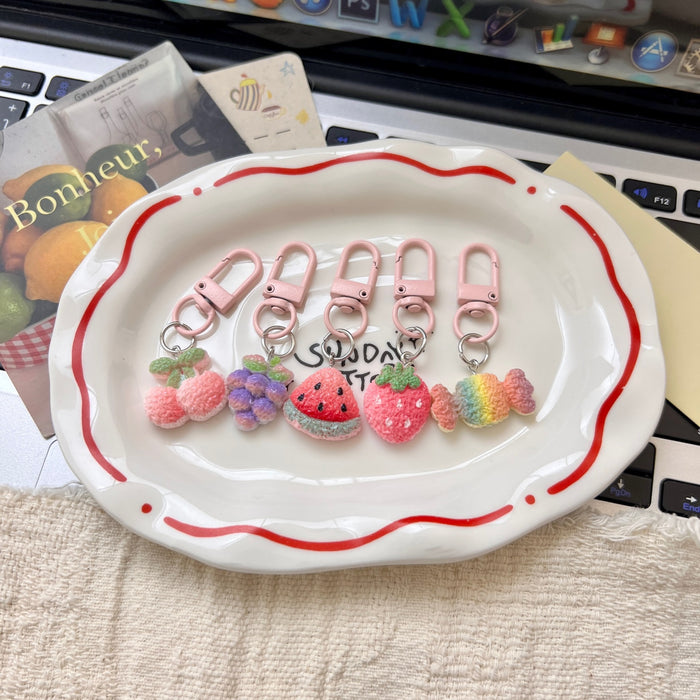 Wholesale Plastic Resin Rainbow Fruit Keychain Decorative Accessory MOQ≥2
