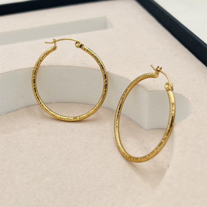 Wholesale Striped large ear loops vacuum electroplated gold